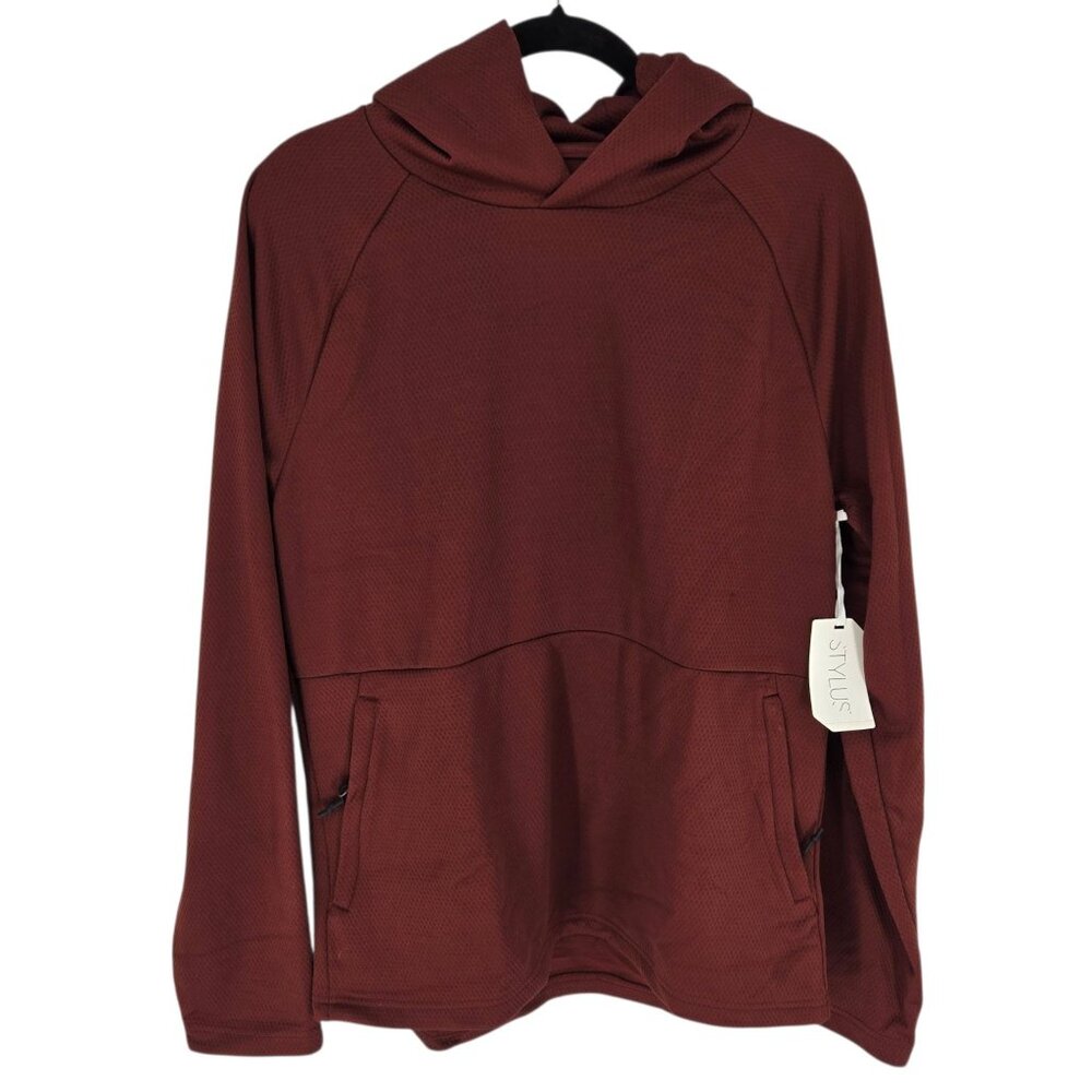 Stylus Mens size medium Roanoke Red hooded textured long sleeve sweatshirt NWT